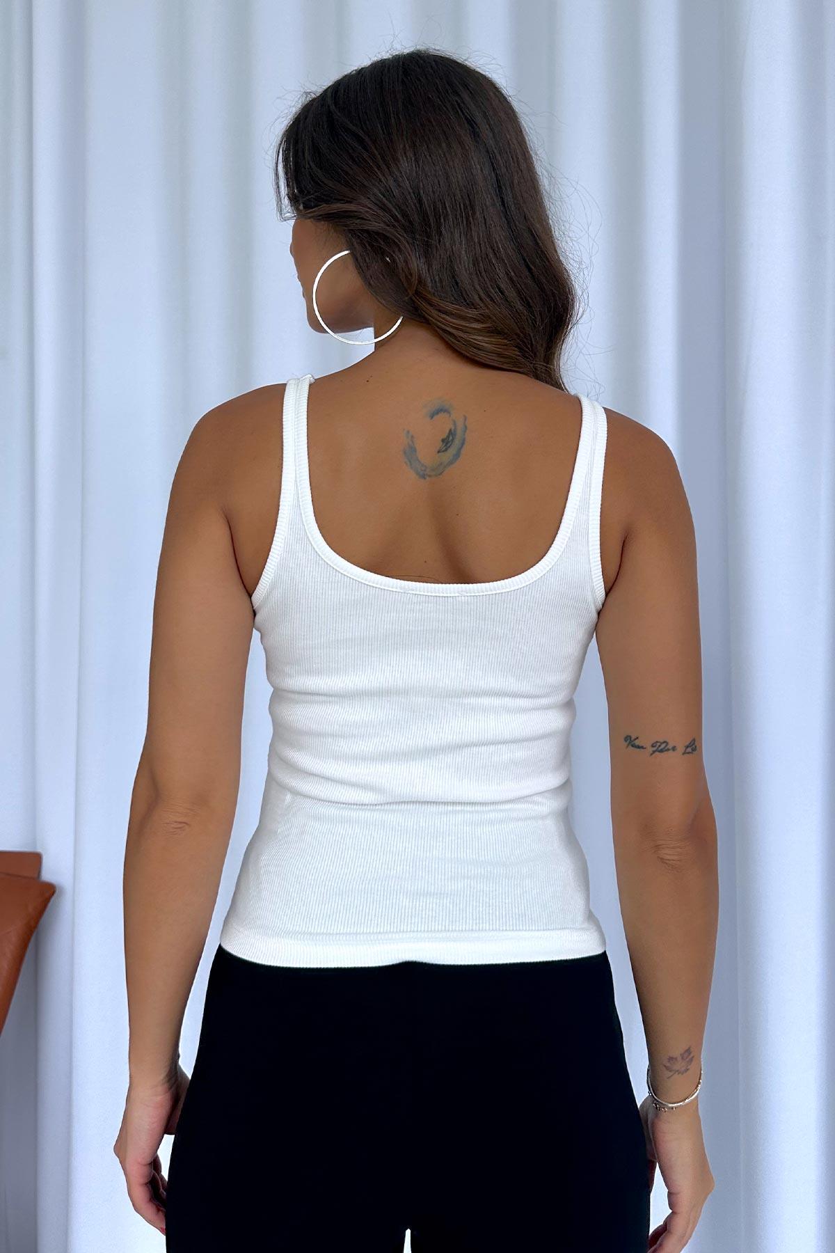 İnce Askılı U Yaka Atlet - Ekru