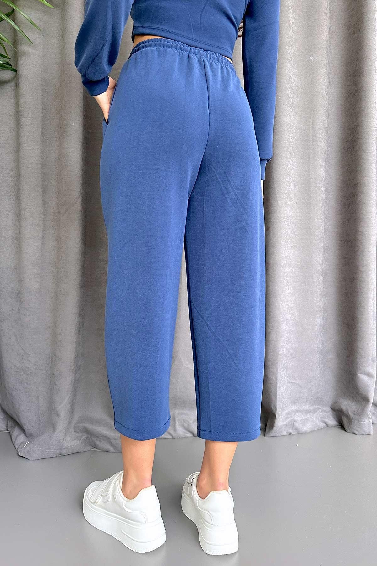 Nervür Dikişli Balon Kadın Eşofman Altı - İndigo